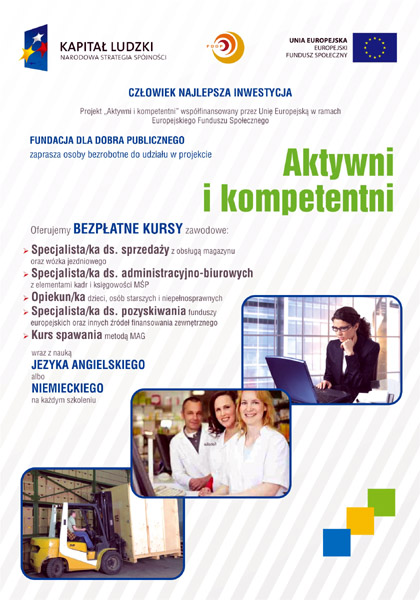 Bezpłatne szkolenia w ramach projektu 'Aktywni i kompetentni'