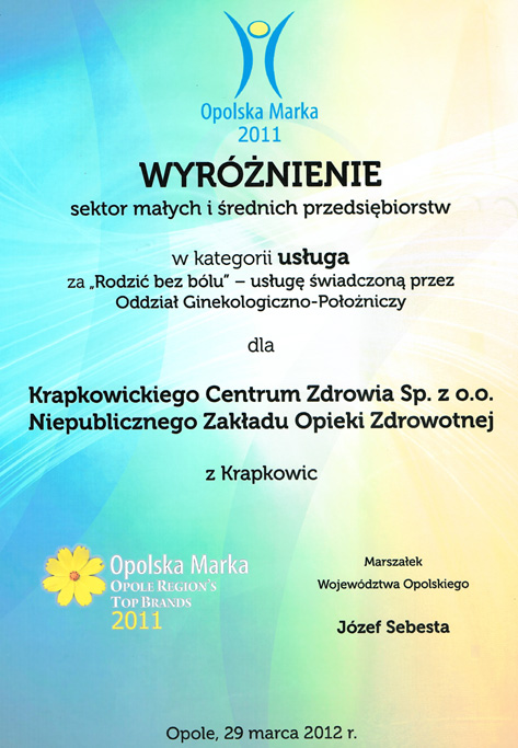 Krapkowickie Centrum Zdrowia wyróżnione!